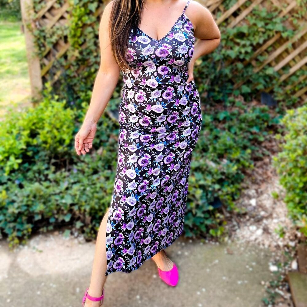 Purple Floral Bodycon dress
